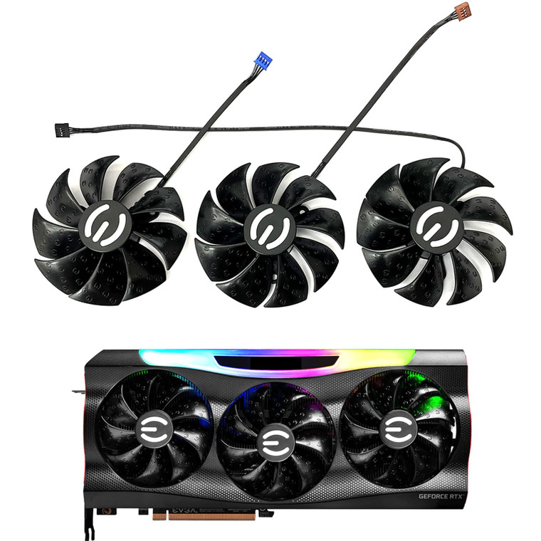 87MM PLD09220S12H RTX3080 RTX3070 Graphics Card Fan Replacement for EVGA GeForce RTX 3070 3080 TI 3090 FTW3 Cooler Fan (Black 3-Fan)