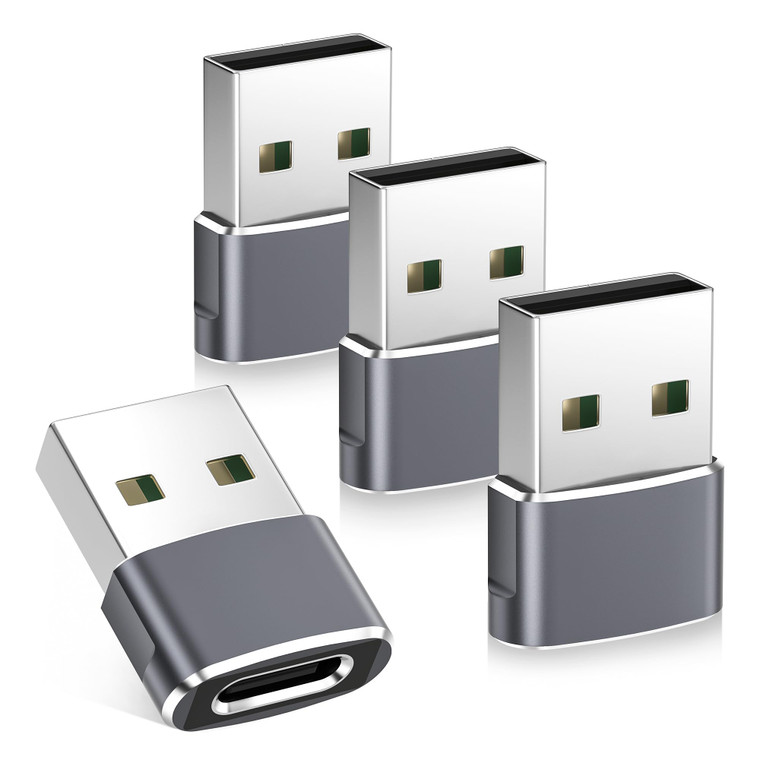 Basesailor USB C Female to USB Male Adapter for iPhone 17 16 Pro Max 4Pack,USB to USB C Adapter Car Charger Cable Converter for Airpods Pro 3,Apple 1