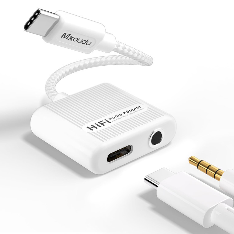 USB C to 3.5mm Audio Adapter and Charger 2 in 1 USB C to Aux Headphone Dongle with 60W PD Fast Charging Compatible with iPhone 16/16 Pro/15/15 Pro Ma