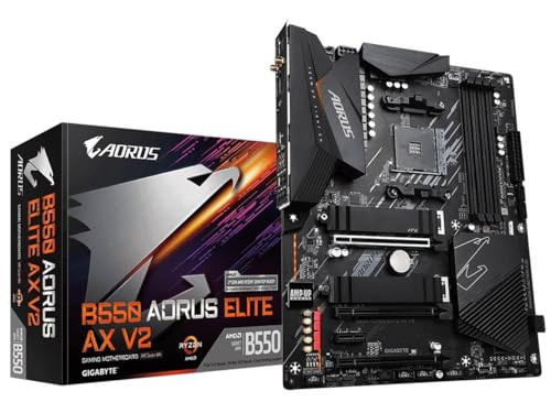 GIGABYTE B550 AORUS Elite AX V2 AMD AM4 ATX Motherboard, Supports Ryzen 5000/4000/3000 Processors, DDR4, 12+2 Power Phase, 2X M.2, PCIe 4.0, Front US