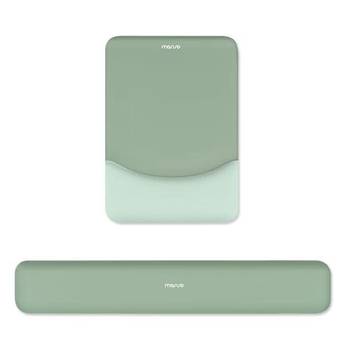 MOSISO Wrist Rest Support for Mouse Pad&Keyboard Set, Rectangular Ergonomic Mousepad Non-Slip Base Home/Office Pain Relief&Easy Typing Pad with Neopr