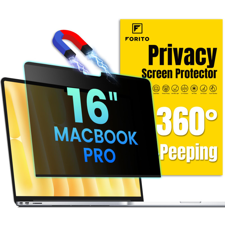 F FORITO Magnetic Privacy Screen Protector Compatible with MacBook Pro 16 inch (2021-2024, M1, M2, M3, M4 Pro/Max), Removable 360° Anti Peeping Anti