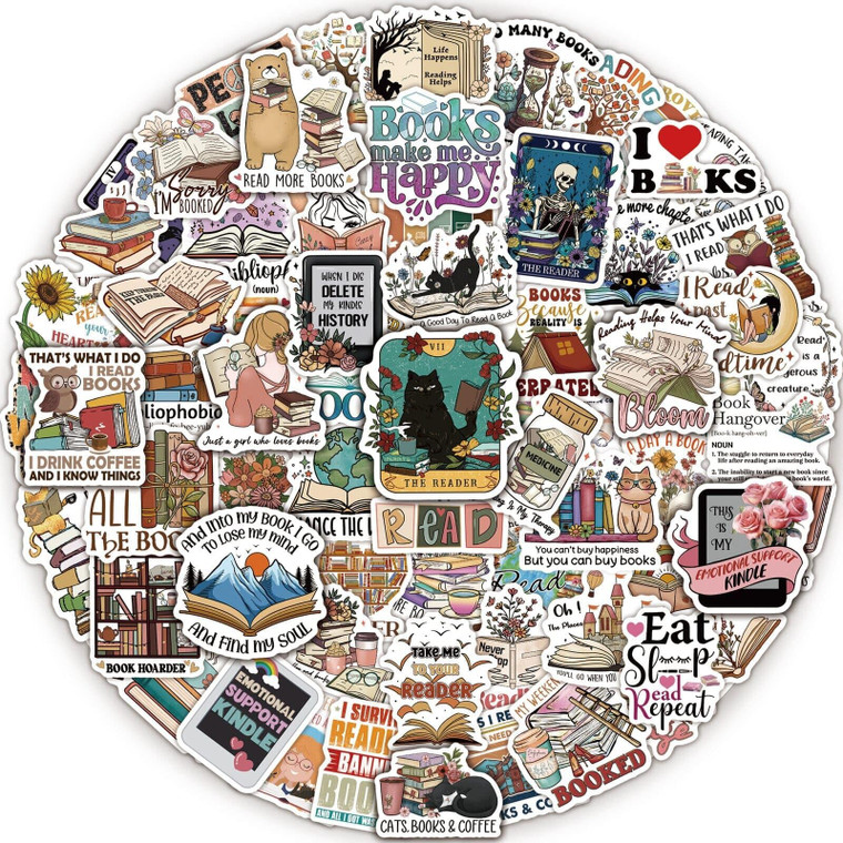 MiStar 110 PCS Book Stickers for Kindle, Bookish Reading Literary Quote Lover for Water Bottles Phone Case Laptops Gifts Decal Decor for Teens Women