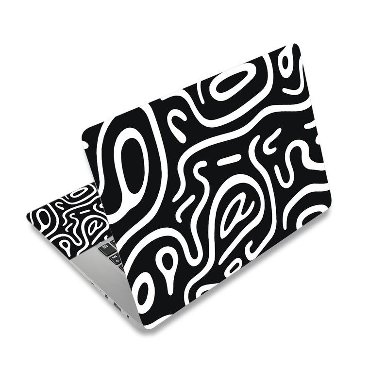 NXZGO 12.1-15.6 Inch Laptop Skin Decal, Universal Reusable Vinyl Laptop Cover Sticker, Waterproof Art Decal Protector in Topographic Black
