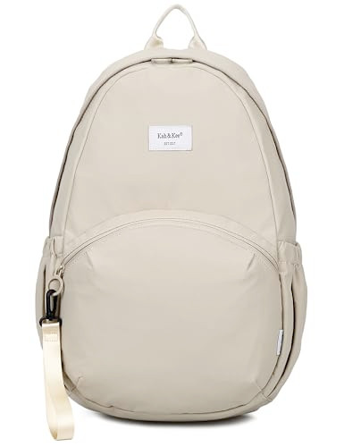 Kah&Kee 15.6-Inch Laptop Backpack for Women Simple & Lightweight Casual Daypack for Travel, Work, School - Cute Ladies Office Bag (Beige)