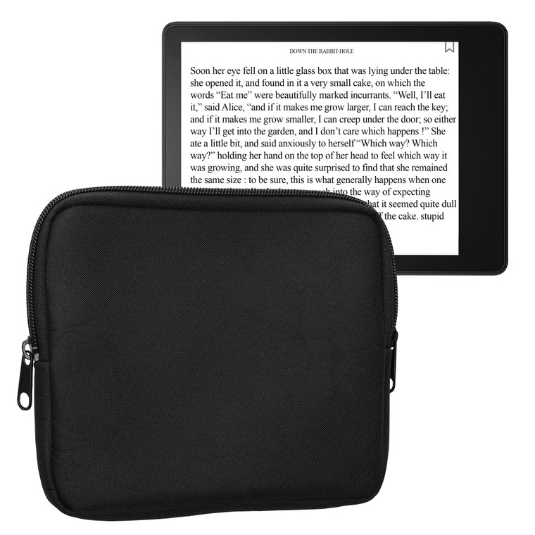 kwmobile Fabric Protective Cover Compatible with 6,8-7" eReader Cover - Fabric Cover for e-Reader with Zip - Black
