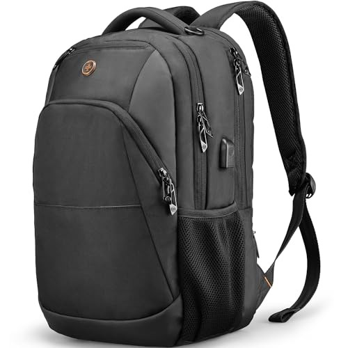 Swissdigital Design Travel Laptop Backpack, College Laptops Backpack with USB Charging Port for Men and Women Fits 16 Inch Notebook, Black | SD1670-0