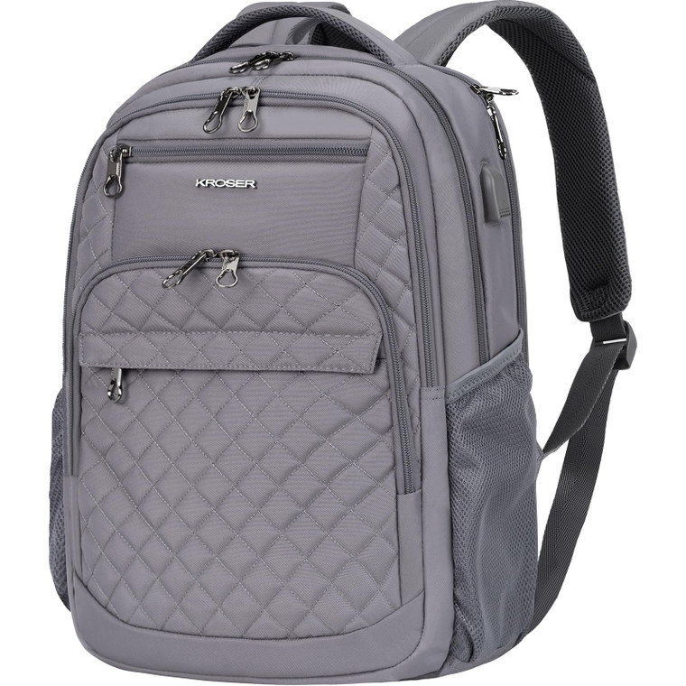 KROSER Travel Laptop Backpack 17 Inch Large Computer Backpack Water-Repellent Daypack with USB Charging Port & Headphone Interface RFID Pockets for W