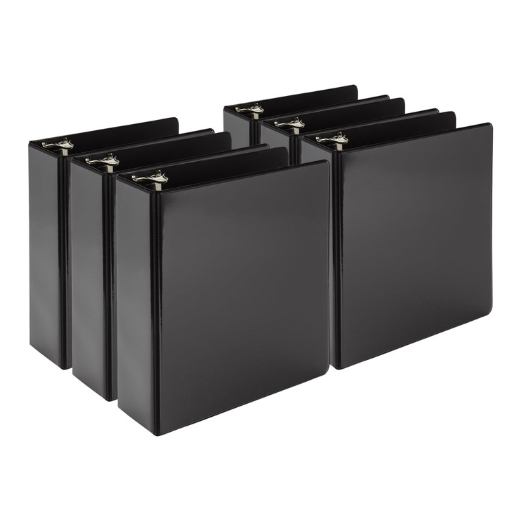 Samsill Economy 2 Inch Mini 3 Ring Binder, Made in The USA, Round Ring Binder, Non-Stick Customizable Cover, 2" View, 6-Pack, Black