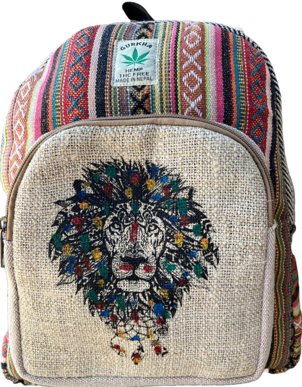 Gurkha Handmade Unique design Himalayan Hemp Backpack 13 IN Medium Hippie, Festival, Hiking & Tablet Laptop Backpack - Handmade In Mt. Everest Countr