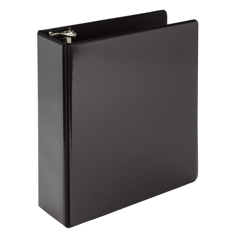 Samsill Economy 2 Inch Mini 3 Ring Binder, Made in The USA, 9.1" x 7.5" Round Ring Binder, Non-Stick Customizable Cover, Black
