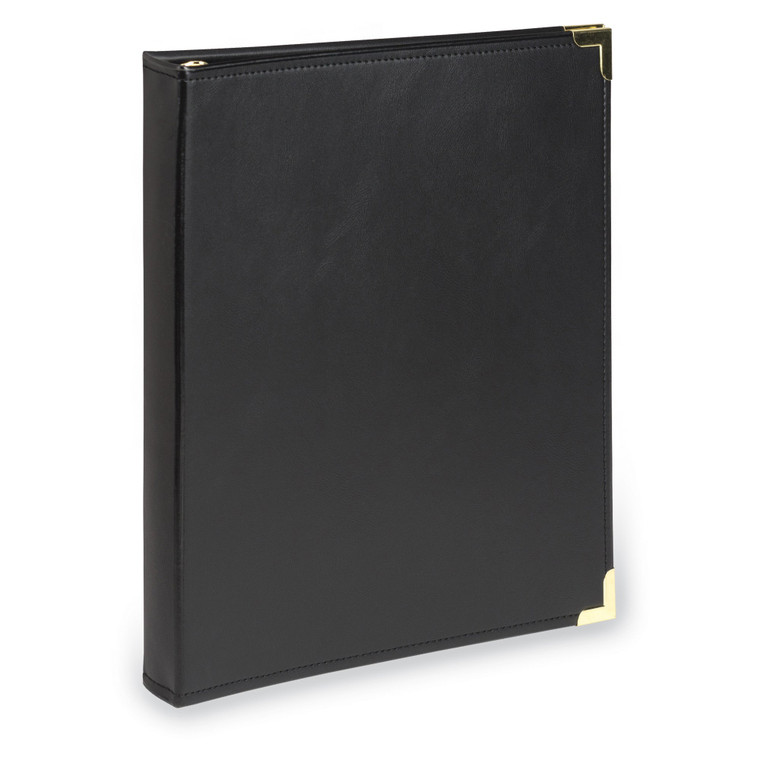 Samsill Classic Collection Leather 3 Ring Binder, Executive Presentation Portfolio, 0.5 Inch (Holds 100 Sheets), Brass Round Ring, Black