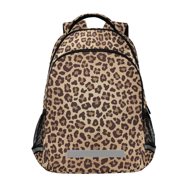 MNSRUU School Backpack with Chest Strap, Leopard Beige Brown Texture Laptop Backpack One Size