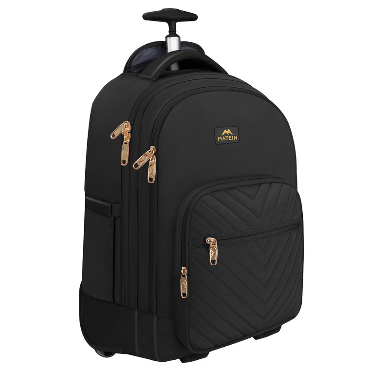 MATEIN Rolling Backpack for Women, 17 inch Water Resistant Wheeled Laptop Backpack, Large Carry On Luggage Travel Backpack with Wheels, Trolley Suitc