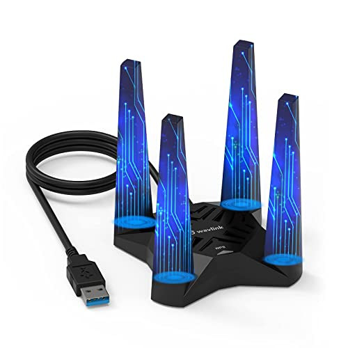 USB WiFi Adapter for Desktop PC, WAVLINK AX1800 WiFi 6 Adapter Dual Band Wireless Network Adapter with 2.4GHz/5GHz High Gain Antennas, MU-MIMO, OFDMA