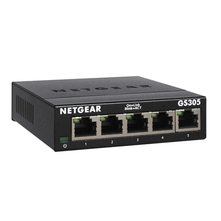 NETGEAR 5-Port Gigabit Ethernet Unmanaged Essentials Switch (GS305) - Home Network Hub, Office Ethernet Splitter, Plug-and-Play, Silent Operation, De