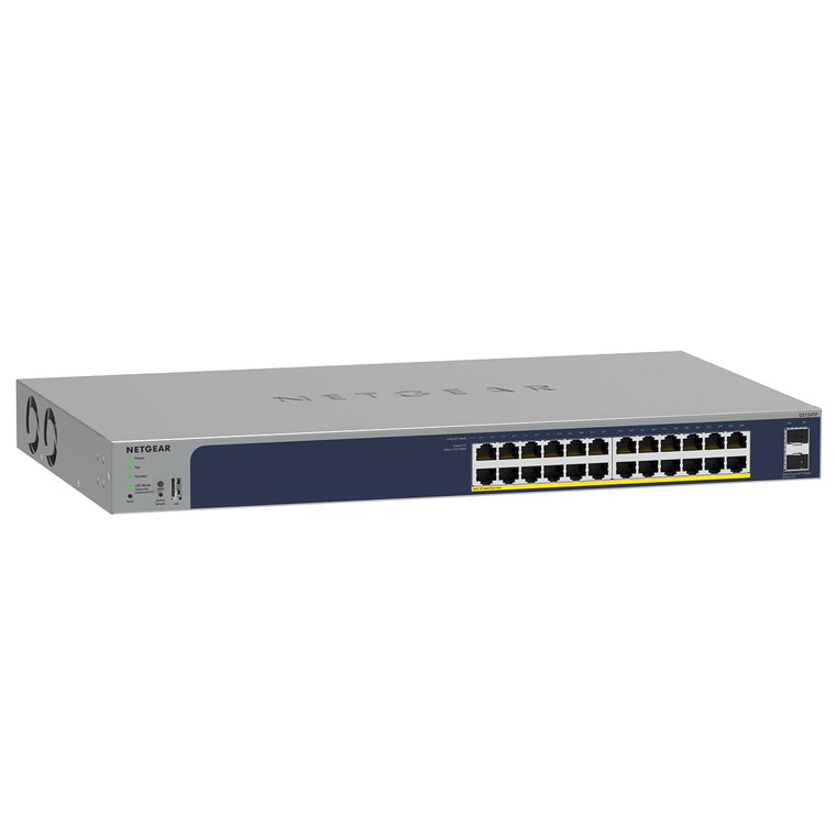 NETGEAR 26-Port PoE Gigabit Ethernet Smart Switch (GS724TP) - Managed, 24 x 1G, 24 x PoE+ @ 190W, 2 x 1G SFP, Optional Insight Cloud Management, Desk
