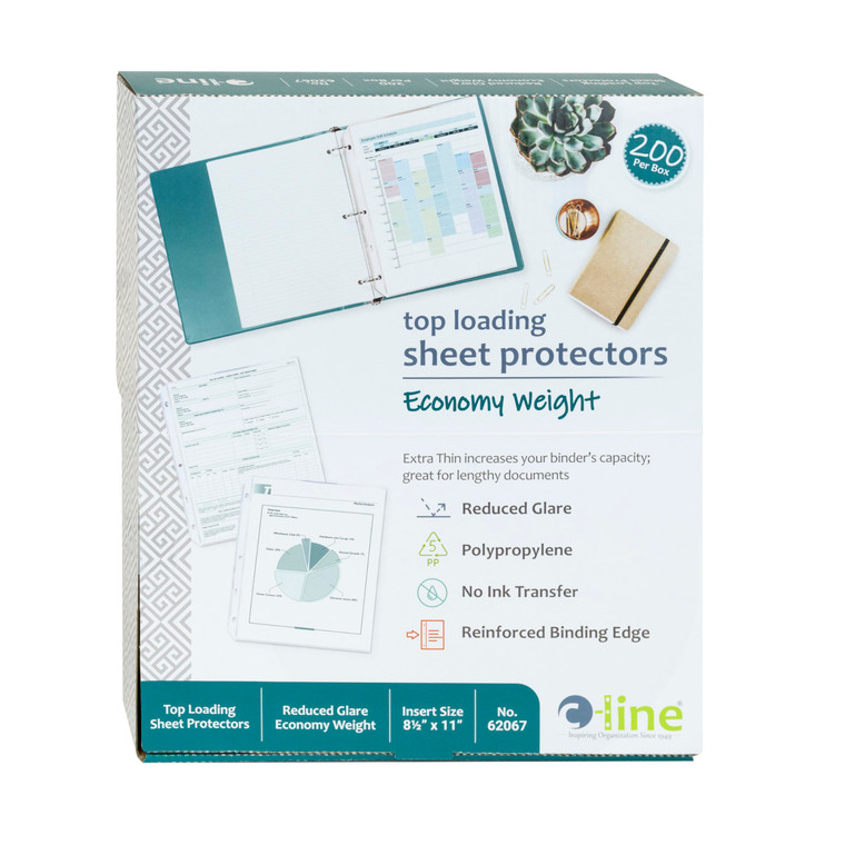C-Line Top Loading Economy Weight Poly Sheet Protectors, Reduced Glare, 8.5 x 11 Inches, 200 per Box (62067)