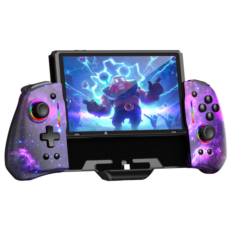 NexiGo Hall Effect Gripcon (No Drift, No Deadzone) with Hall Sensing Joystick for Switch/Switch OLED, Adjustable RGB Light, 6-Axis Gyro, Turbo, Mappi