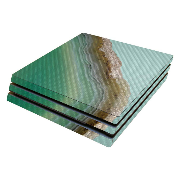 MightySkins Carbon Fiber Skin for Sony PS4 Pro Console - Green Agate | Protective, Durable Textured Carbon Fiber Finish | Easy to Apply, Remove, and