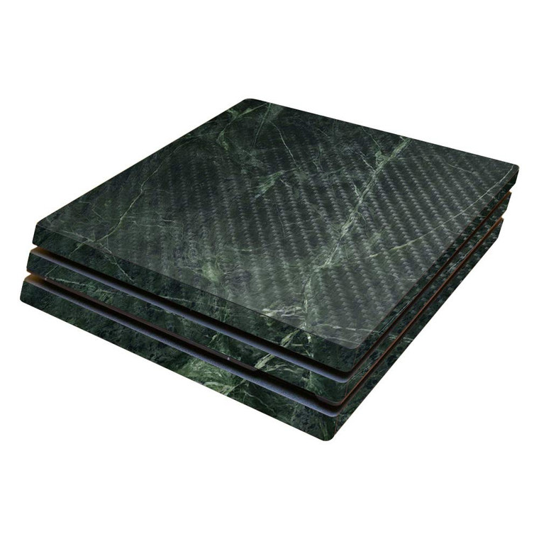 MightySkins Carbon Fiber Skin for Sony PS4 Pro Console - Green Marble | Protective, Durable Textured Carbon Fiber Finish | Easy to Apply, Remove, and