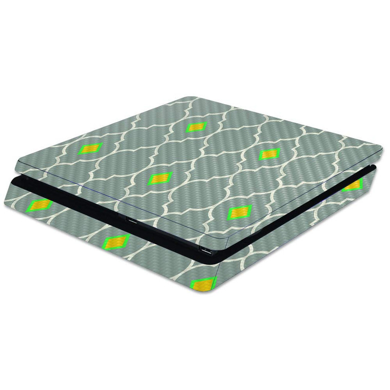 MightySkins Carbon Fiber Skin for Sony PS4 Slim Console - Quatrefoil | Protective, Durable Textured Carbon Fiber Finish | Easy to Apply, Remove, and