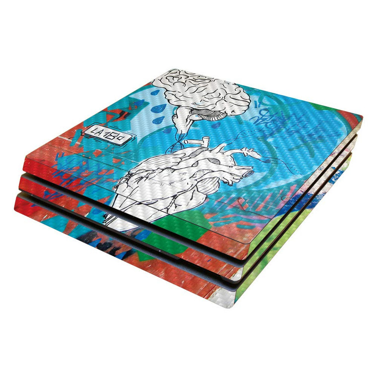 MightySkins Carbon Fiber Skin for Sony PS4 Pro Console - Organ Graffiti | Protective, Durable Textured Carbon Fiber Finish | Easy to Apply, Remove, a