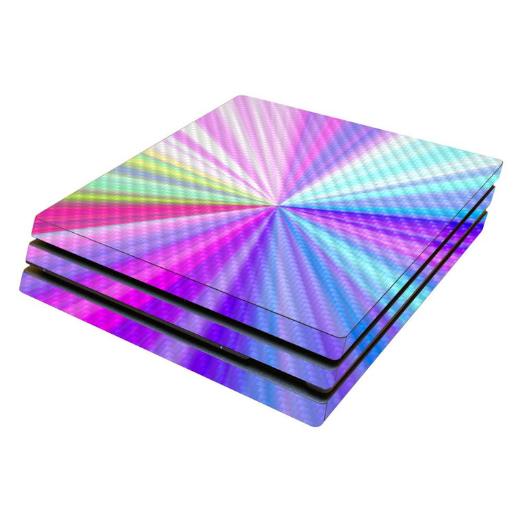 MightySkins Carbon Fiber Skin for Sony PS4 Pro Console - Rainbow Zoom | Protective, Durable Textured Carbon Fiber Finish | Easy to Apply, Remove, and