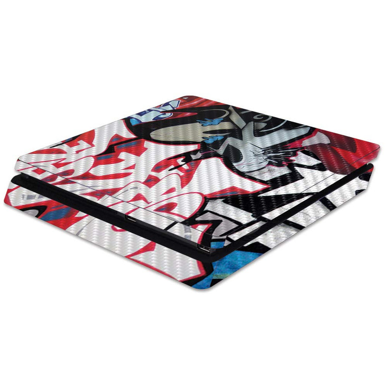MightySkins Carbon Fiber Skin for Sony PS4 Slim Console - Graffiti Mash Up | Protective, Durable Textured Carbon Fiber Finish | Easy to Apply, Remove