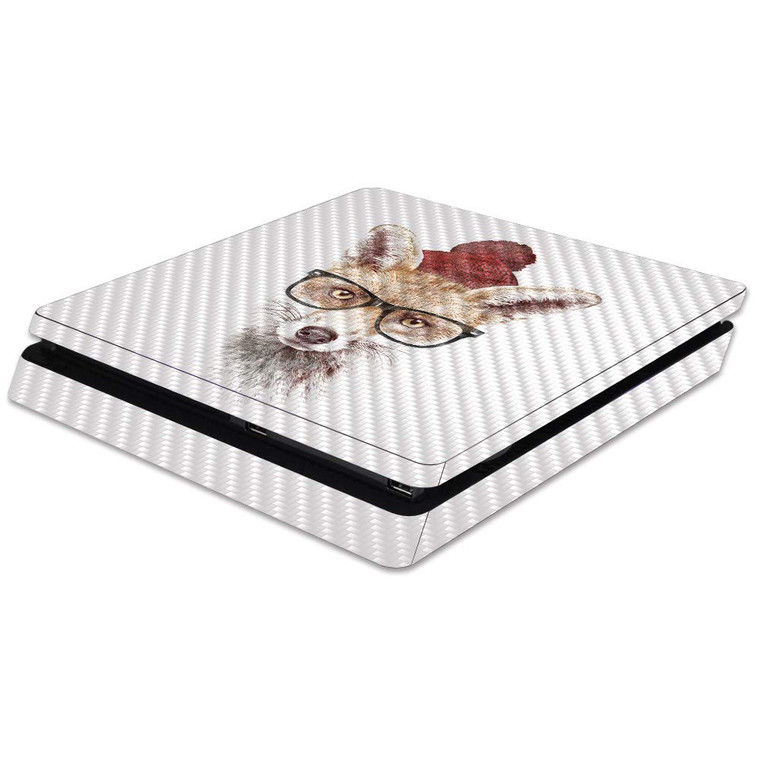 MightySkins Carbon Fiber Skin for Sony PS4 Slim Console - Hipster Fox | Protective, Durable Textured Carbon Fiber Finish | Easy to Apply, Remove, and