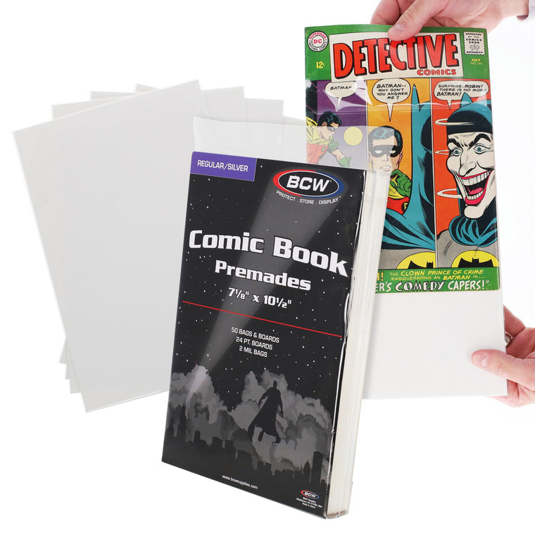 Premium Silver Age Comic Premade Bags with Backer Boards | 7 ?" x 10 ½" | Pre-Loaded & Archival Comic Sleeves and Boards | Crystal Clear Storage for