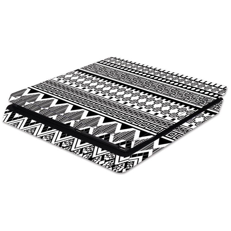 MightySkins Skin Compatible with Sony PS4 Slim Console - Black Aztec | Protective, Durable, and Unique Vinyl Decal wrap Cover | Easy to Apply, Remove