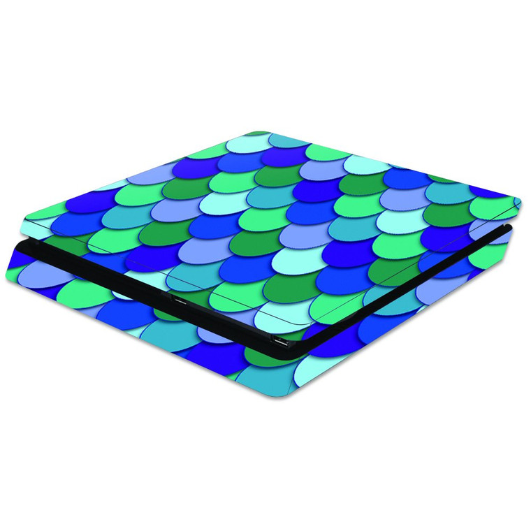 MightySkins Skin Compatible with Sony PS4 Slim Console - Blue Scales | Protective, Durable, and Unique Vinyl Decal wrap Cover | Easy to Apply, Remove