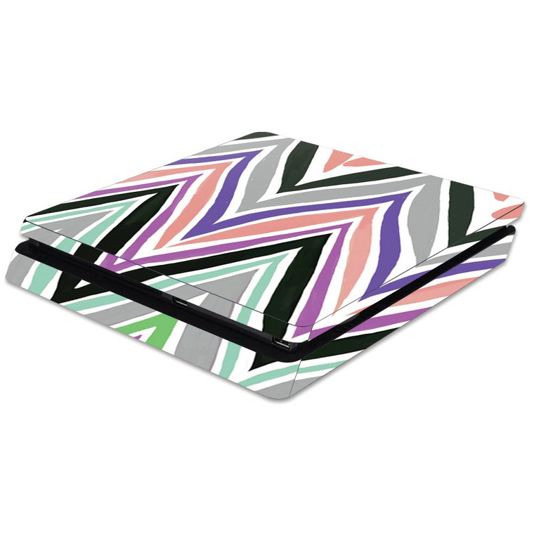 MightySkins Skin Compatible with Sony PS4 Slim Console - Colorful Chevron | Protective, Durable, and Unique Vinyl Decal wrap Cover | Easy to Apply, R