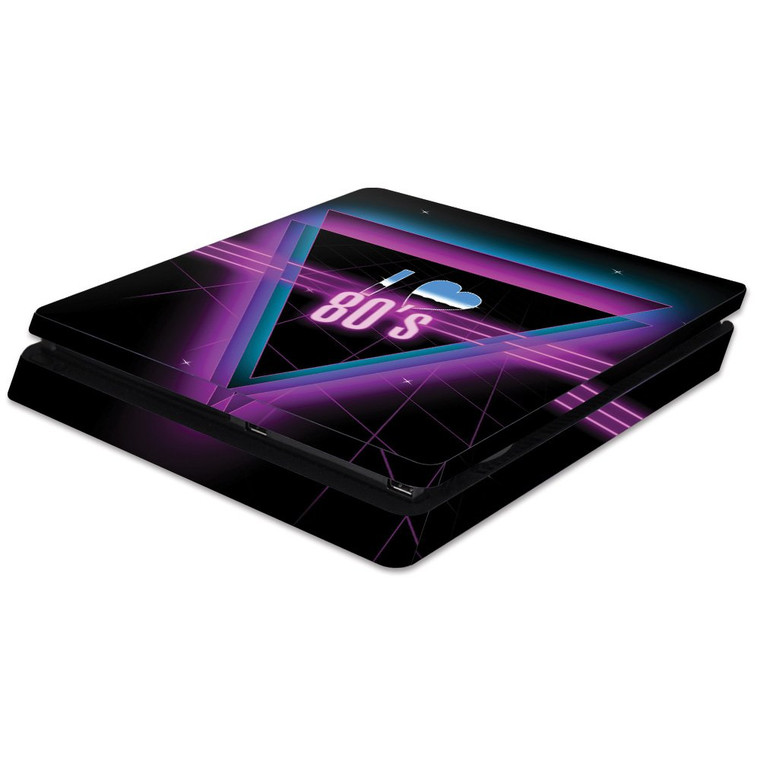 MightySkins Skin Compatible with Sony PS4 Slim Console - I Heart 80s | Protective, Durable, and Unique Vinyl Decal wrap Cover | Easy to Apply, Remove