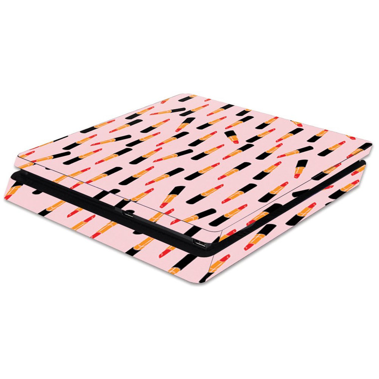 MightySkins Skin Compatible with Sony PS4 Slim Console - Lipstick Pattern | Protective, Durable, and Unique Vinyl Decal wrap Cover | Easy to Apply, R