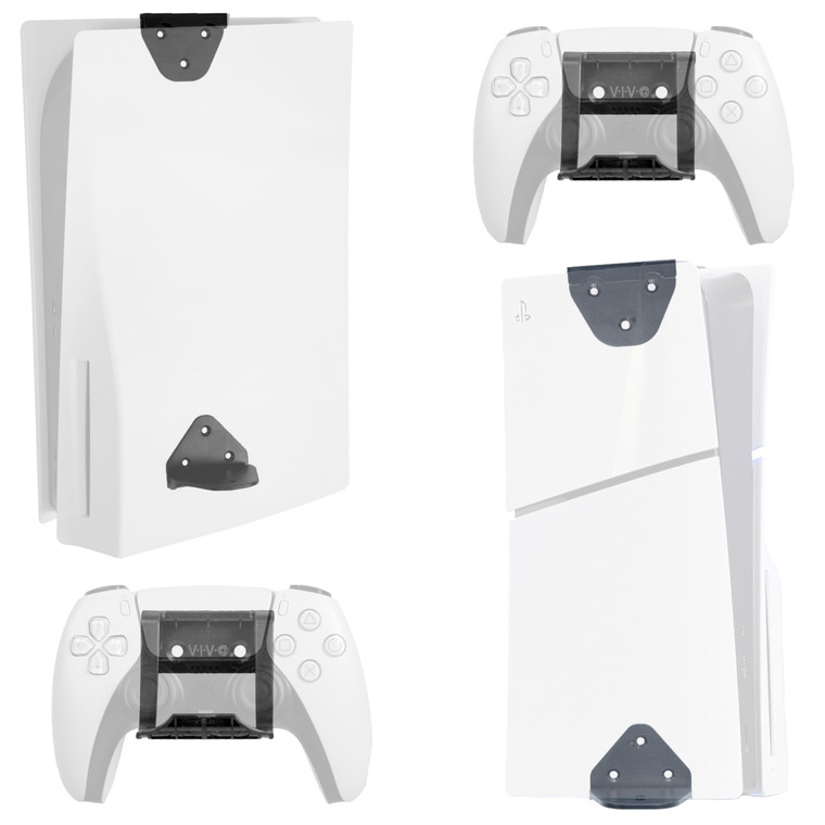 VIVO 2-in-1 Wall and Under Desk Mount Bracket Designed for PS5 and PS5 Slim Gaming Console, PlayStation 5 Standard and Digital Edition, Vertical Wall