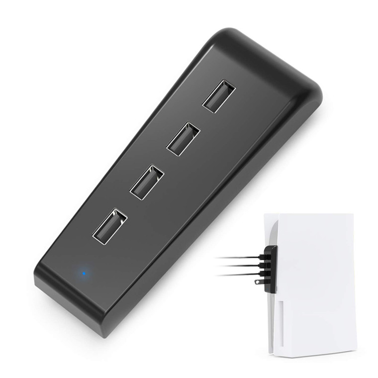 NexiGo PS5 4 Ports USB Hub, [Minimalist Design], High-Speed Data Transfer, Fast Charging Ports for DualSense Controller, Splitter Expander for PlaySt
