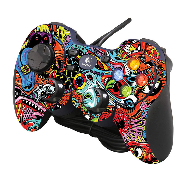MightySkins Skin Compatible with Logitech Gamepad F310 - Acid Trippy | Protective, Durable, and Unique Vinyl Decal wrap Cover | Easy to Apply, Remove