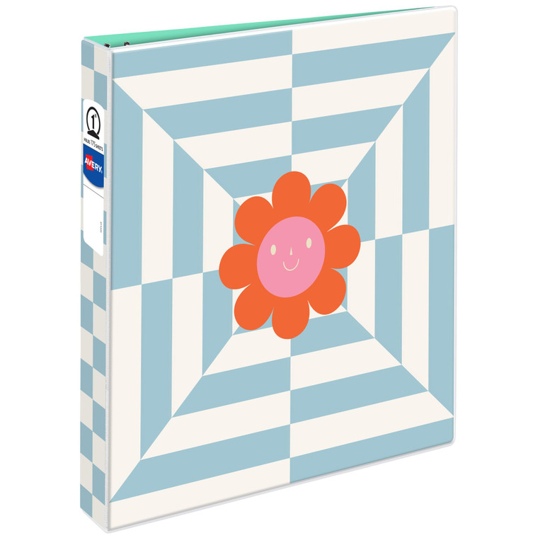 Avery 3 Ring Binder, 1 Inch Round Rings, Retro Collection, Flower Power (26802)
