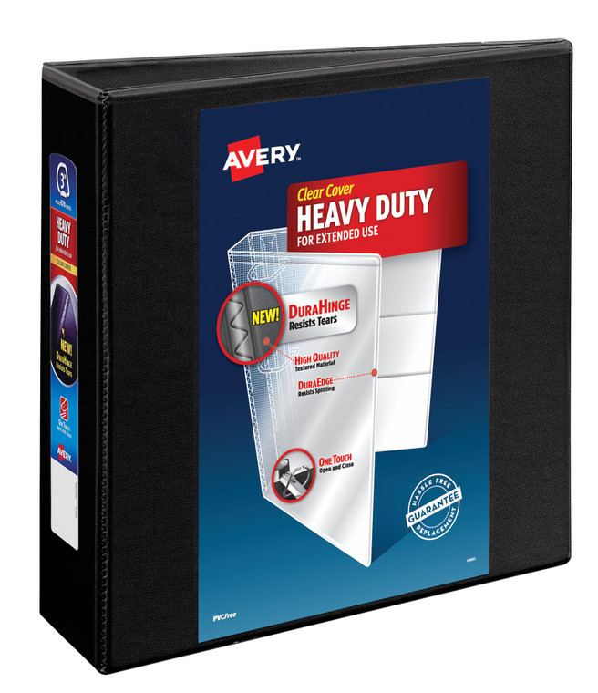 Avery Heavy-Duty View 3 Ring Binder, 3 Inch One Touch EZD Rings, 670-Sheet Capacity, 3.5 Inch Wide Spine, 1 Black Binder (79693)