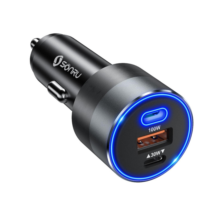 SONRU 130W USB C Car Charger 3 Ports Type c car Charger Adapter PD/PPS 100W +PD/QC 30W Cigarette Lighter USB Charger Fast Charging for iPhone 16 15 1