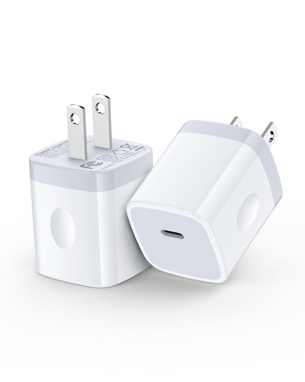 Samsung Galaxy S25 USB C Fast Charger Block, 2Pack 20W PD3.0 AILKIN Wall Plug Charging Cube, 5V 3A USBC Power Adapter for Samsung Galaxy A17 A16 5G,