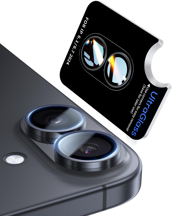 UltraGlass UNBREAK TOP 9H+ Glass for iPhone 16 Camera Lens Protector [Military Grade Shatterproof & Longest Durable] Camera Protector 16/16 Plus Temp