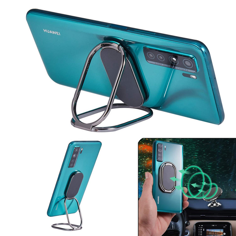 Rimyam Phone Ring Holder Finger Kickstand Foldable Cellphone Stand 360° Rotation Metal Ring Grip Holder for Magnetic Car Mount Compatible with iPhone
