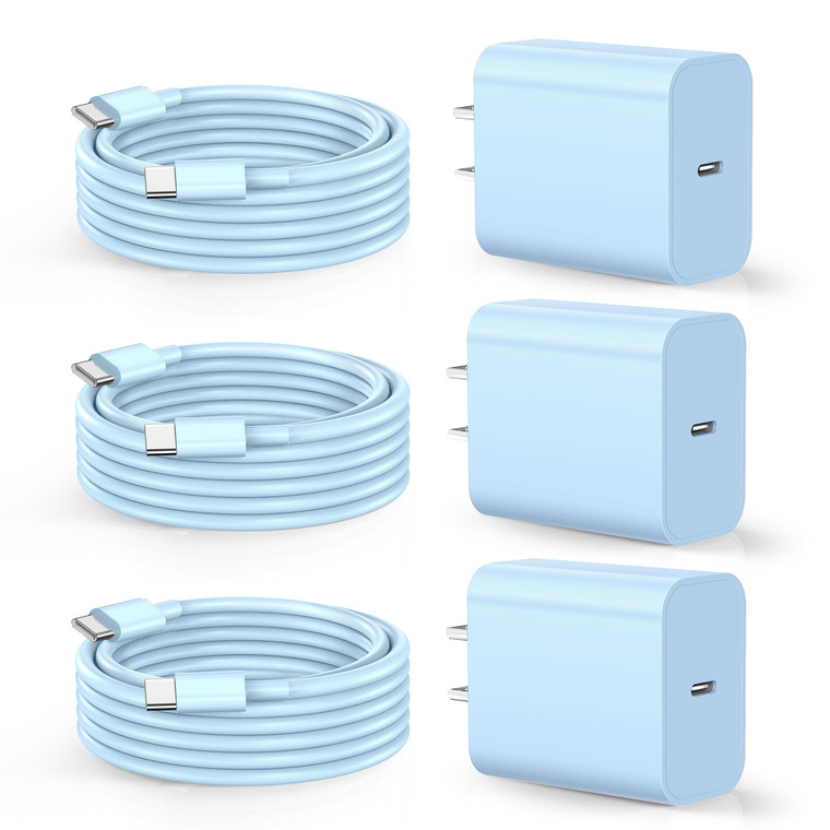 Dayaoncy Compatible with iPhone 17/16/15 Charger Fast Charging, 20W USB C Wall Charger with 3Pack 10FT USB C to C Cable, Type C to Type C Fast Charge