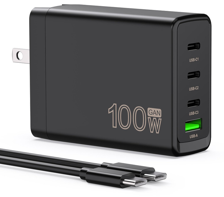 YEOTSMUT 100W USB C Charger Block,4-Port GaN Fast Charger Compatible with MacBook Pro, MacBook Air, Google Pixelbook, ThinkPad, Dell XPS, iPad Pro, G