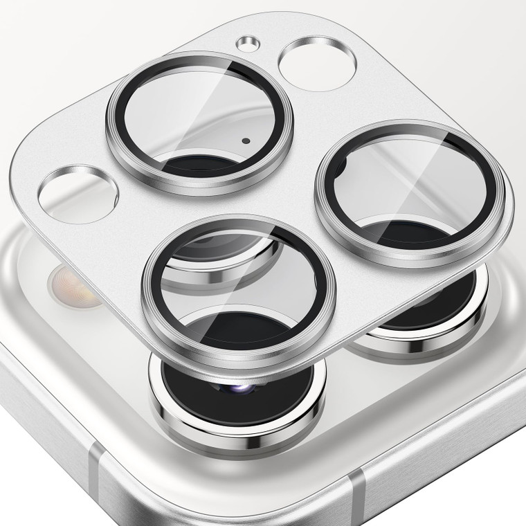 Tensea for iPhone 16 Pro/iPhone 16 Pro Max/iPhone 15 Pro/iPhone 15 Pro Max Camera Lens Protector, Metal Aluminum Alloy Tempered Glass Cover Camera Sc