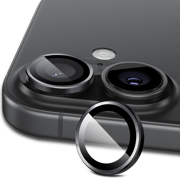 Cmiuubrer 1 Pack Camera Lens Frame for iPhone 16/16 Plus, 9H Glass Screen Protector Anti-Scratch, Tempered Glass Metal Individual Camera Cover Access