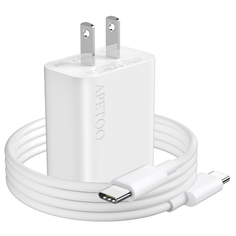 APETOO 18W USB C Charger Adapter with Type C Fast Charger Cord for iPhone 17 16 15 Pro Max Plus for iPad 10th, 3.3ft USB-C Cable 3A PD Power Adapter